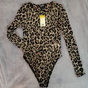 Taupe Mesh Leopard Bodysuit
